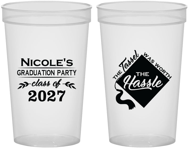 Custom Graduation 22 oz Translucent Cups - Class Of 2027 Tassel Hassel | 130032