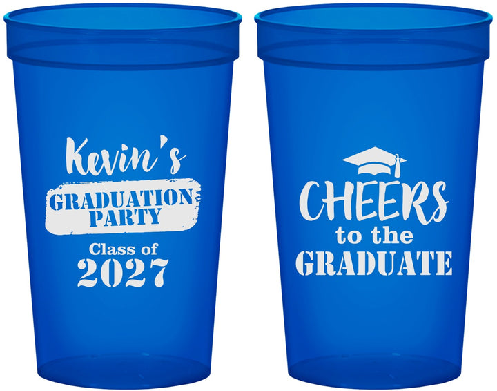 Custom Graduation 22 oz Translucent Cups - Class Of 2027 Cheers Graduate | 130034