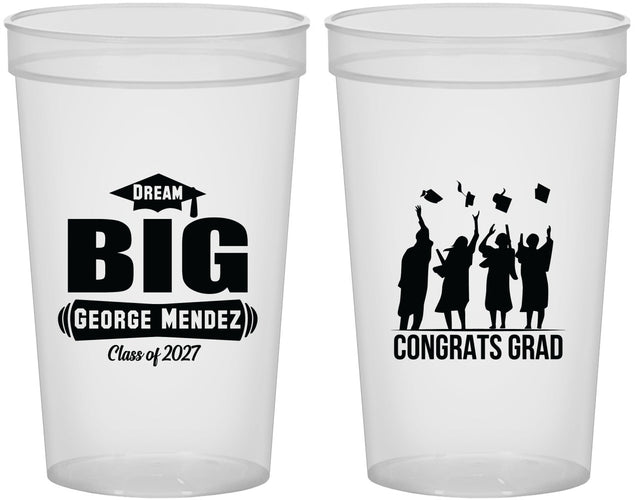 Custom Graduation 22 oz Translucent Cups - Class Of 2027 Dream Big | 130039