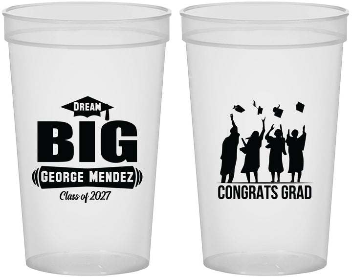 Custom Graduation 22 oz Translucent Cups - Class Of 2027 Dream Big | 130039