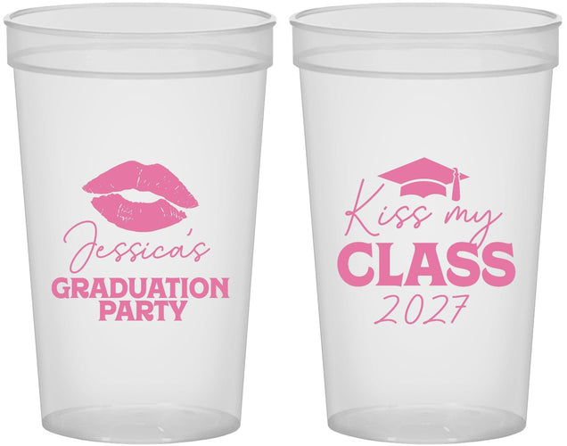 Custom Graduation 22 oz Translucent Cups - Class Of 2027 Kiss My Class | 130041