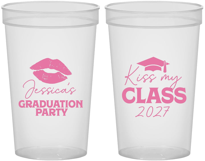 Custom Graduation 22 oz Translucent Cups - Class Of 2027 Kiss My Class | 130041