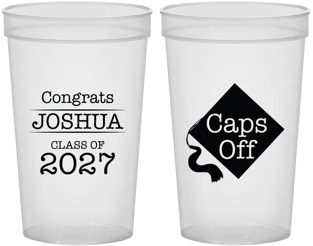 Custom Graduation 22 oz Translucent Cups - Class Of 2027 Caps Off | 130045