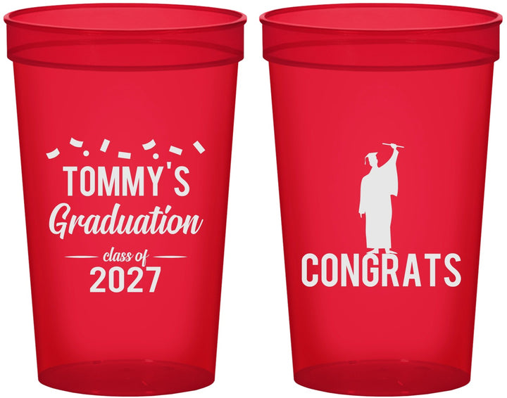 Custom Graduation 22 oz Translucent Cups - Class Of 2027 Congrats | 130046