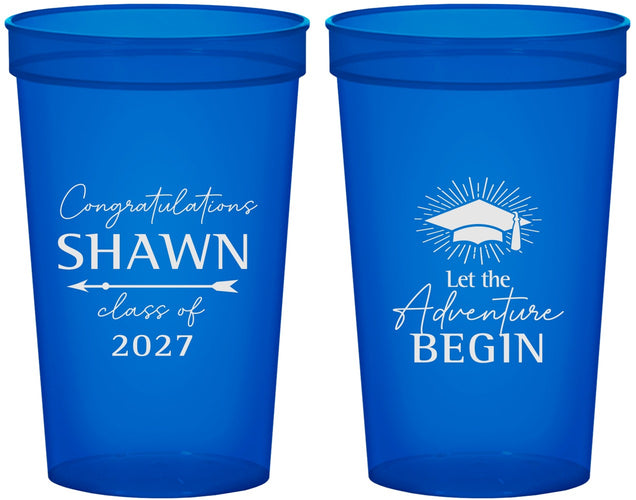 Custom Graduation 22 oz Translucent Cups - Class Of 2027 Adventure Begin | 130048