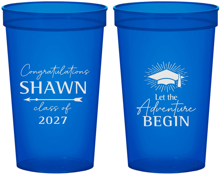 Custom Graduation 22 oz Translucent Cups - Class Of 2027 Adventure Begin | 130048