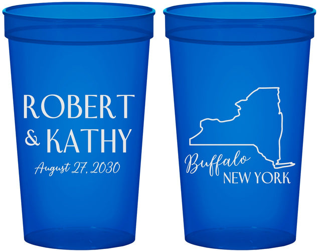 Custom Wedding 22 oz Translucent Cups - New York | 131