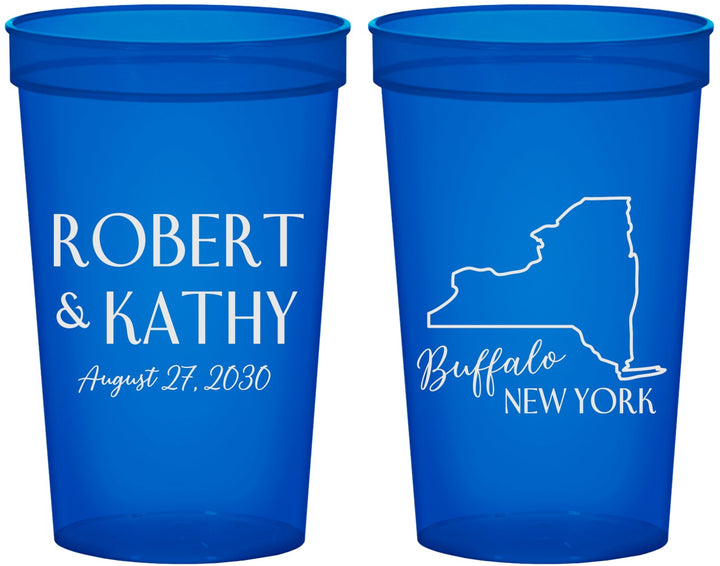 Custom Wedding 22 oz Translucent Cups - New York | 131