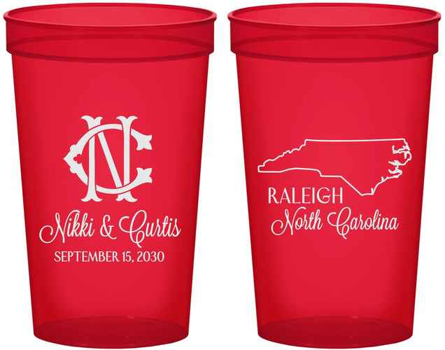 Custom Wedding 22 oz Translucent Cups - North Carolina | 132
