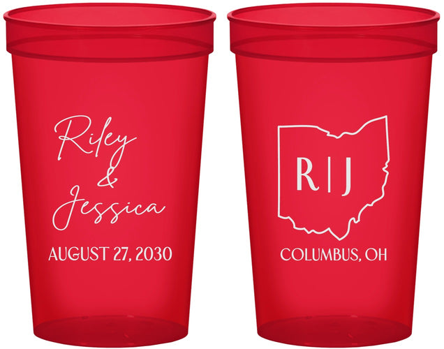 Custom Wedding 22 oz Translucent Cups - Ohio | 134