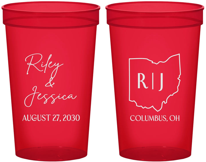 Custom Wedding 22 oz Translucent Cups - Ohio | 134
