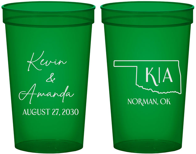 Custom Wedding 22 oz Translucent Cups - Oklahoma | 135