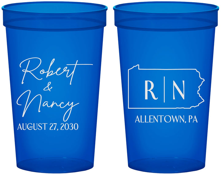 Custom Wedding 22 oz Translucent Cups - Pennsylvania | 137