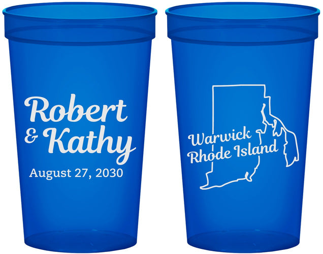 Custom Wedding 22 oz Translucent Cups - Rhode Island | 138