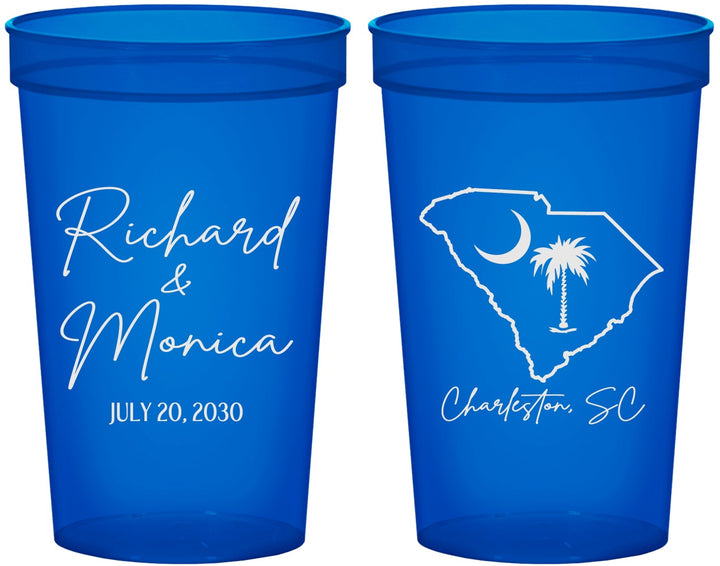 Custom Wedding 22 oz Translucent Cups - South Carolina | 139