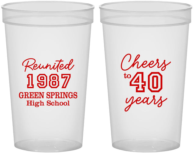 Custom Class Reunion 22 oz Translucent Cups - Class Of 1987 40 Year | 140003