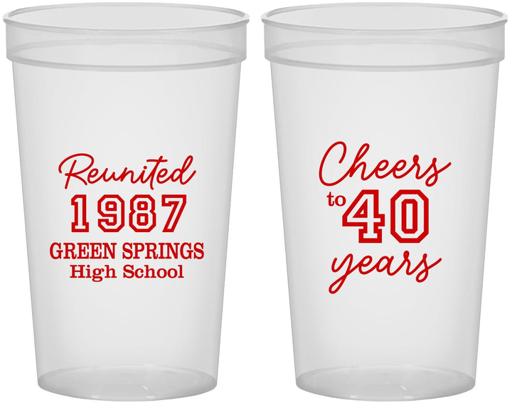 Custom Class Reunion 22 oz Translucent Cups - Class Of 1987 40 Year | 140003