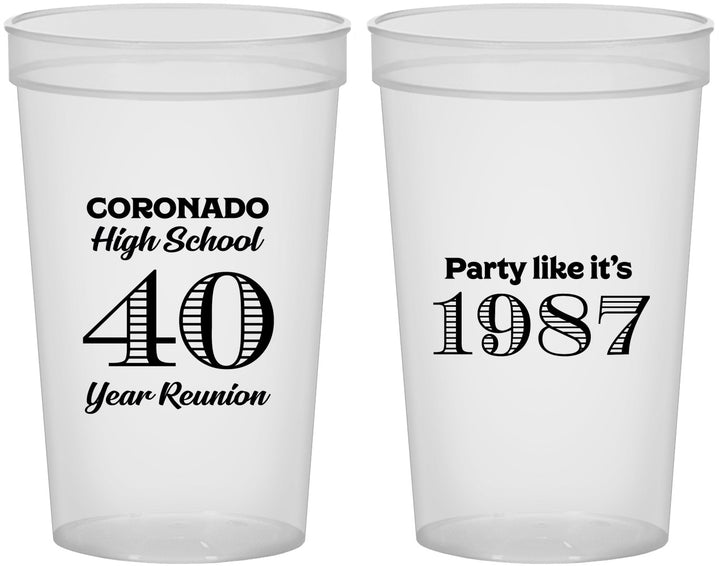 Custom Class Reunion 22 oz Translucent Cups - Class Of 1987 40 Year | 140008