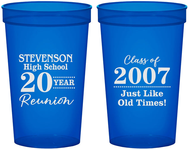 Custom Class Reunion 22 oz Translucent Cups - Class Of 2007 20 Year | 140026