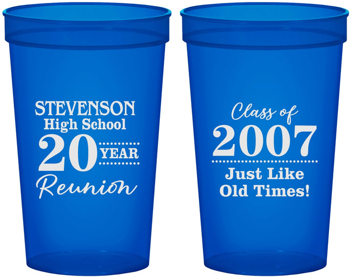 Custom Class Reunion 22 oz Translucent Cups - Class Of 2007 20 Year | 140026