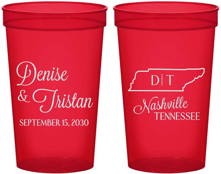 Custom Wedding 22 oz Translucent Cups - Tennessee | 141