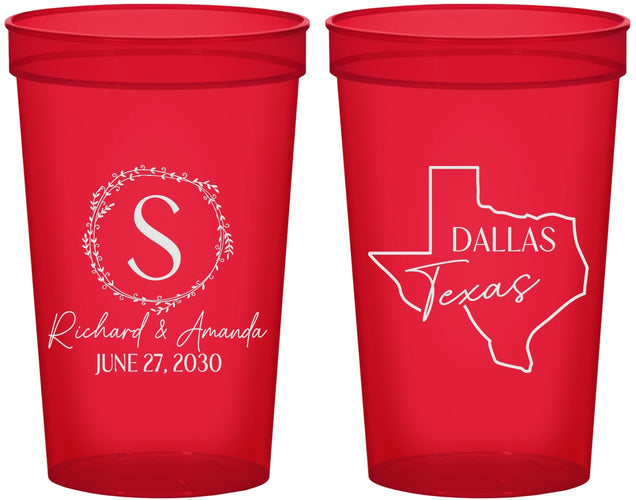 Custom Wedding 22 oz Translucent Cups - Texas | 142