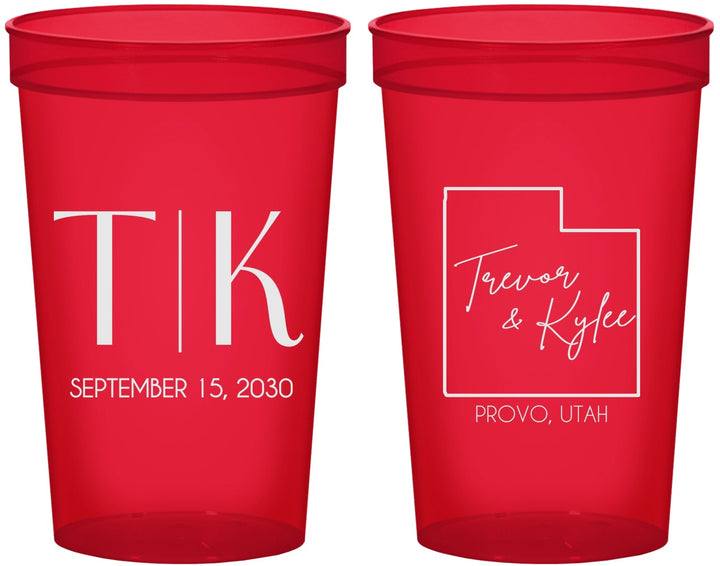 Custom Wedding 22 oz Translucent Cups - Utah | 143
