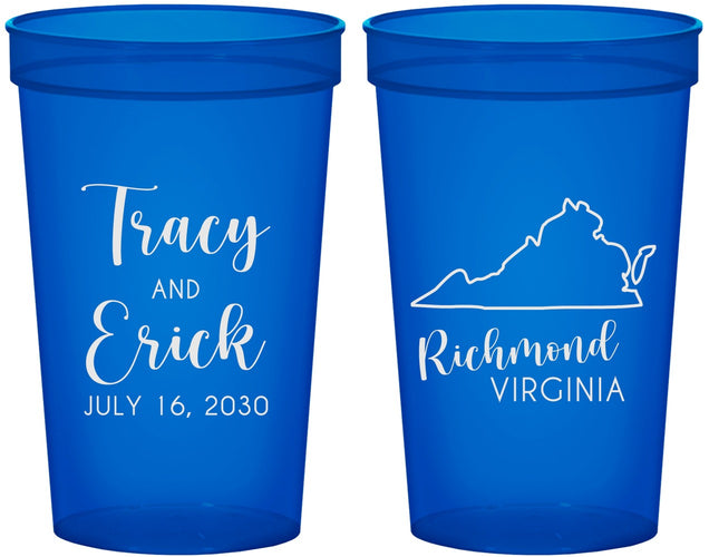 Custom Wedding 22 oz Translucent Cups - Virginia | 145