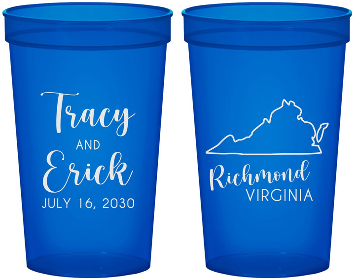 Custom Wedding 22 oz Translucent Cups - Virginia | 145