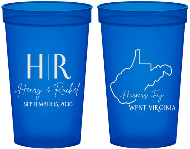 Custom Wedding 22 oz Translucent Cups - West Virginia | 147