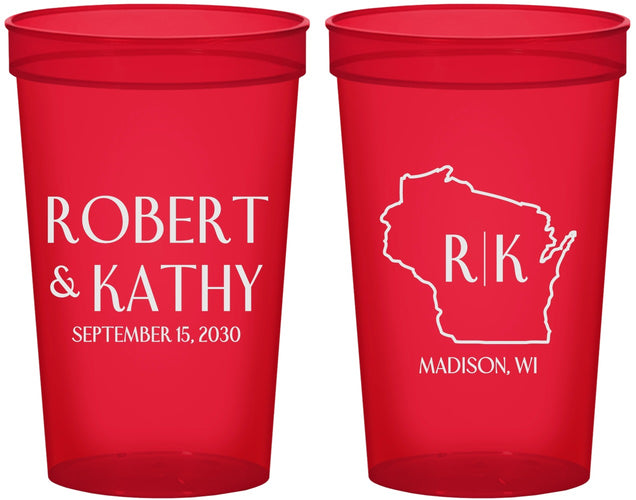 Custom Wedding 22 oz Translucent Cups - Wisconsin | 148