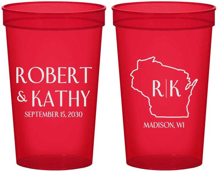 Custom Wedding 22 oz Translucent Cups - Wisconsin | 148