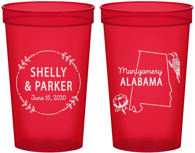 Custom Wedding 22 oz Translucent Cups - Alabama | 150