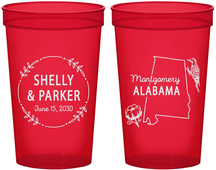 Custom Wedding 22 oz Translucent Cups - Alabama | 150