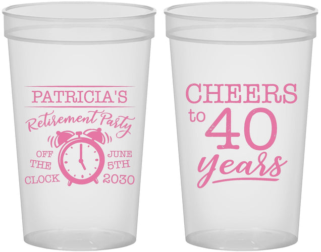 Custom Retirement 22 oz Translucent Cups - Off The Clock | 150000