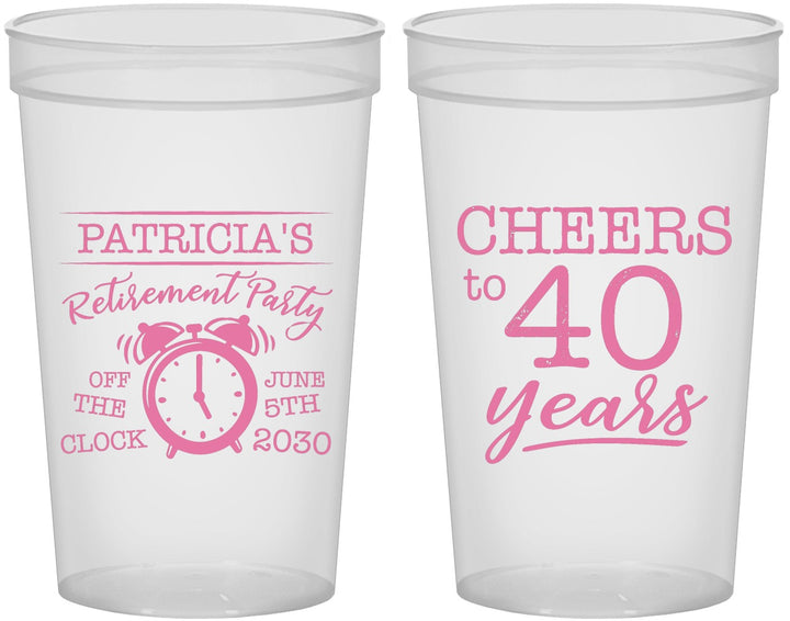 Custom Retirement 22 oz Translucent Cups - Off The Clock | 150000