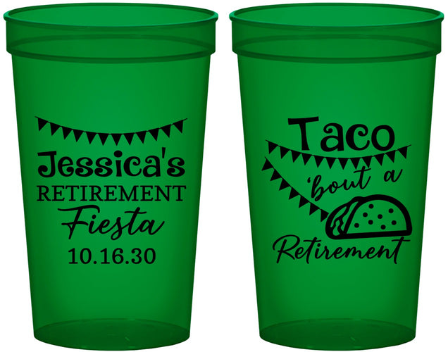 Custom Retirement 22 oz Translucent Cups - Taco Bout A Retirement | 150002