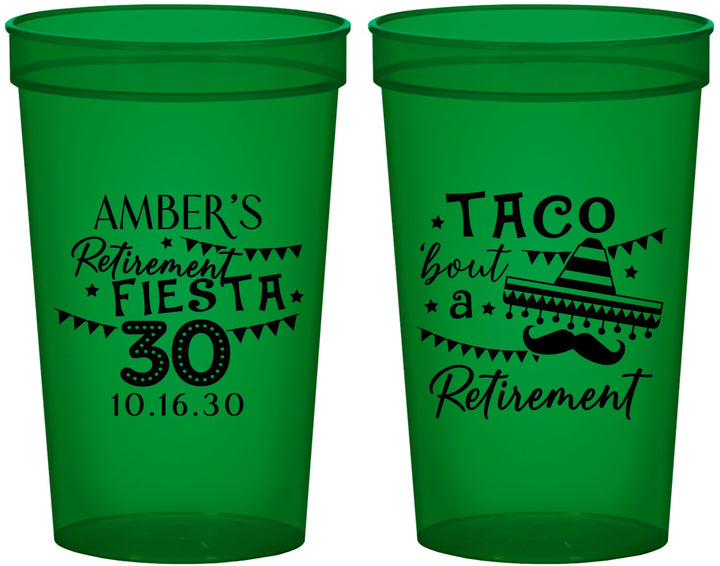 Custom Retirement 22 oz Translucent Cups - Taco Bout A Retirement | 150003