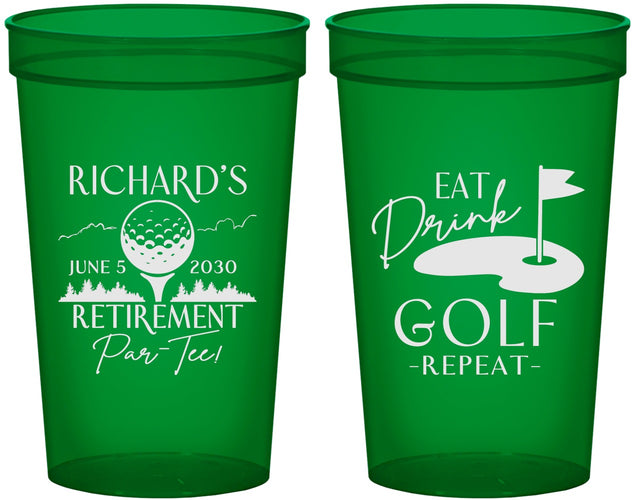 Custom Retirement 22 oz Translucent Cups - Eat Drink Golf Repeat | 150006