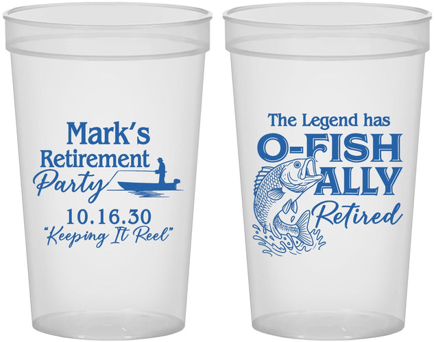 Custom Retirement 22 oz Translucent Cups - Ofishally Retired | 150008