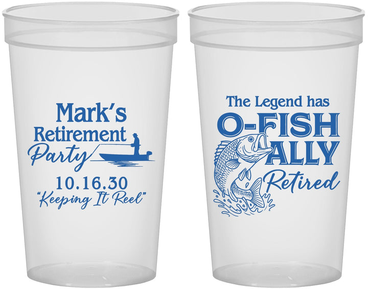Custom Retirement 22 oz Translucent Cups - Ofishally Retired | 150008