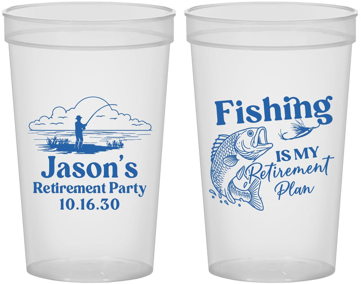 Custom Retirement 22 oz Translucent Cups - Fishing | 150009
