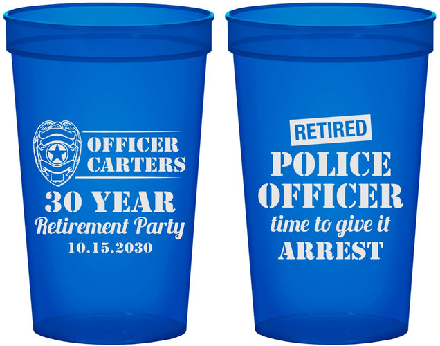 Custom Retirement 22 oz Translucent Cups - Police Officer | 150010