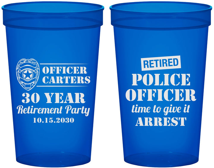 Custom Retirement 22 oz Translucent Cups - Police Officer | 150010