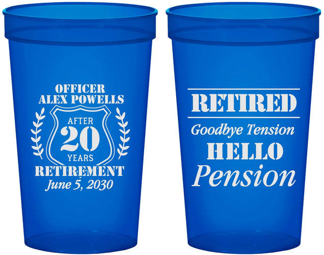 Custom Retirement 22 oz Translucent Cups - Police Officer | 150011
