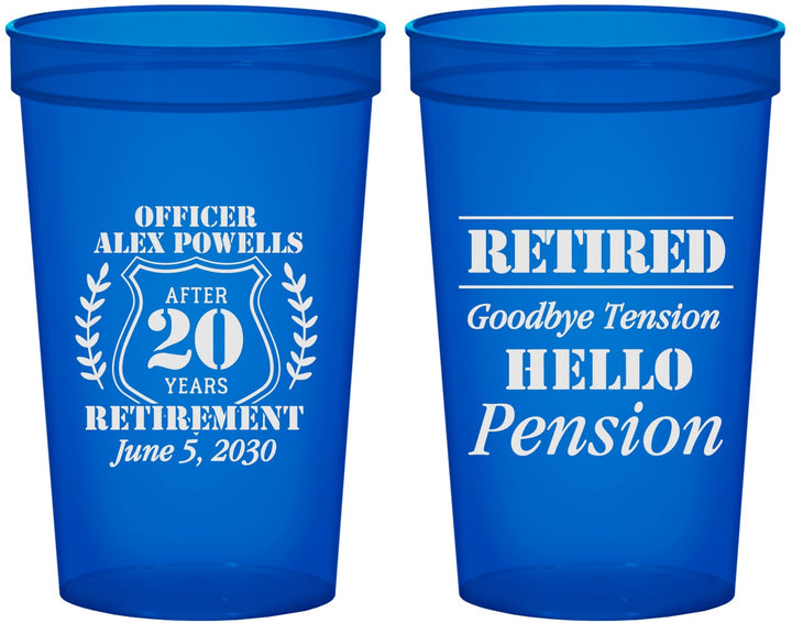 Custom Retirement 22 oz Translucent Cups - Police Officer | 150011