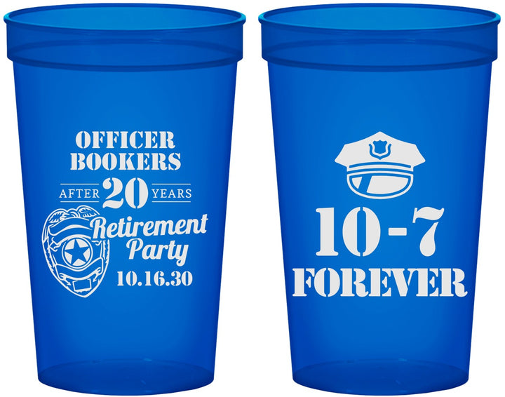 Custom Retirement 22 oz Translucent Cups - Police Officer | 150012