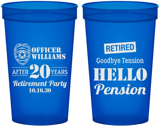 Custom Retirement 22 oz Translucent Cups - Police Officer | 150013