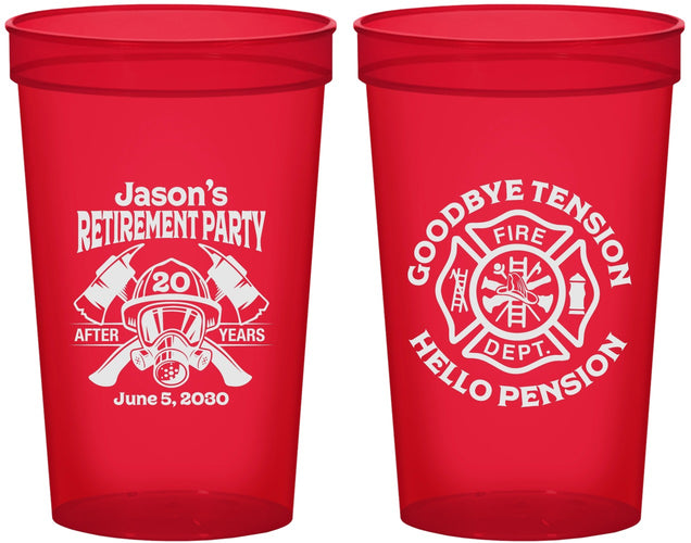 Custom Retirement 22 oz Translucent Cups - Firefighter | 150015