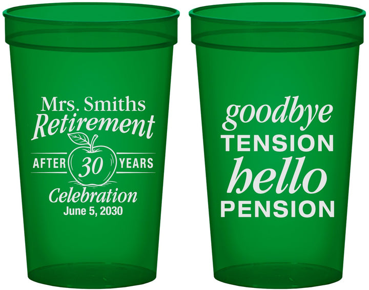 Custom Retirement 22 oz Translucent Cups - Teacher | 150020